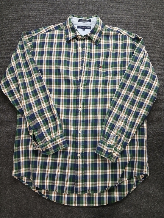 Tommy Hilfiger Other - Tommy Hilfiger Men's SZ MED. Green, Blue & White Plaid Button-Down L/S Shirt